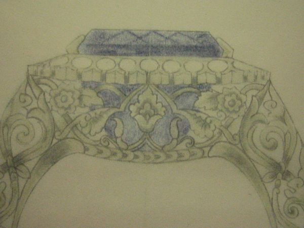 Drawing for Platinum and Sapphire Ring